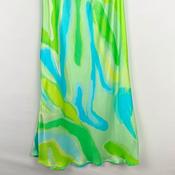 NWT Asos Twist Front Watercolour Midi Satin Style Dress S - Picture 8 of 10